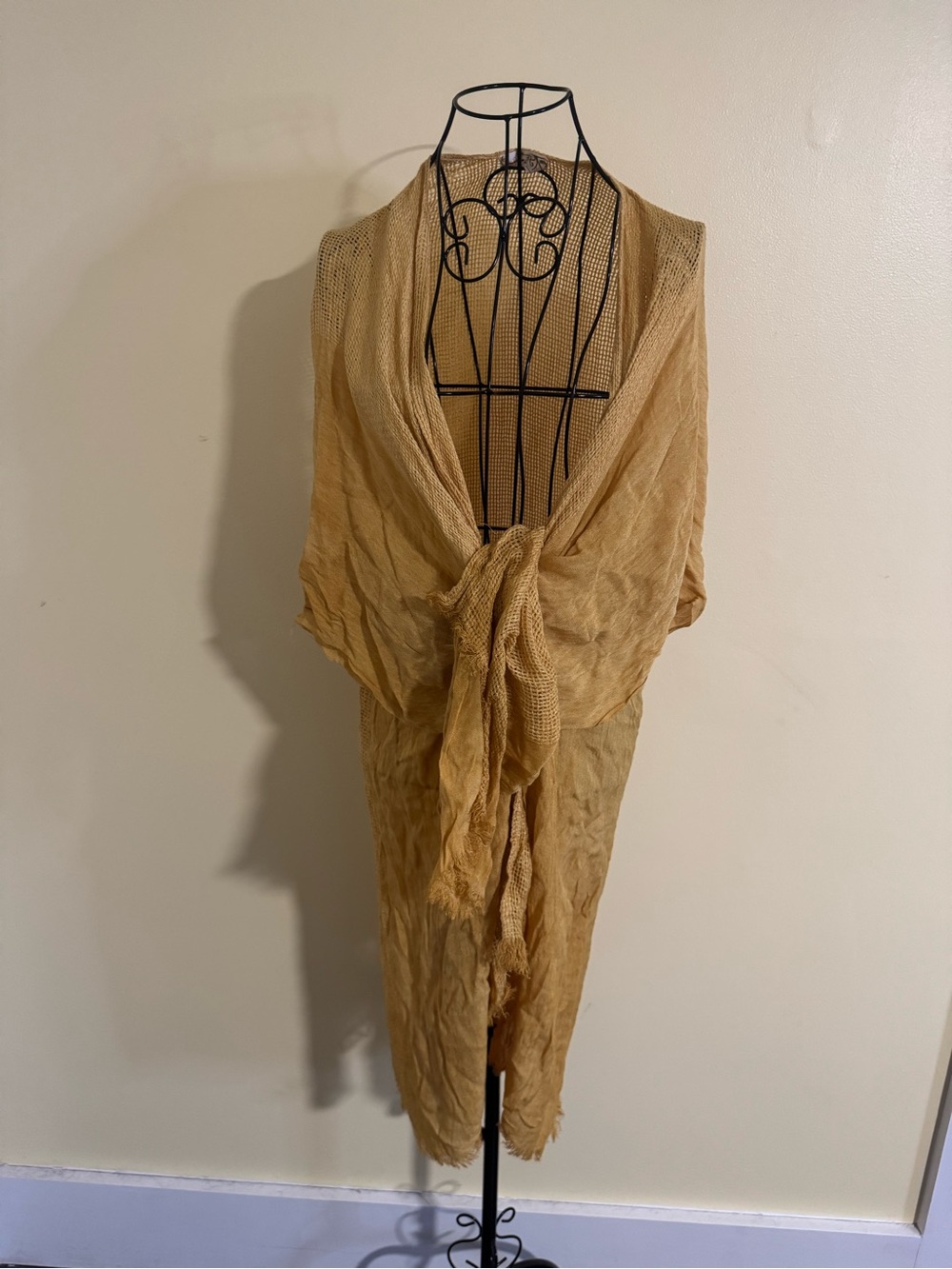 NWOT Free People Textured Yellow Kimono Shawl One Size Fits All